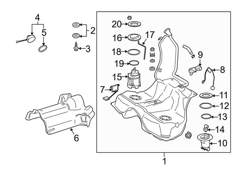 Mercedes Fuel Tank Sending Unit - Passenger Right 2215420017